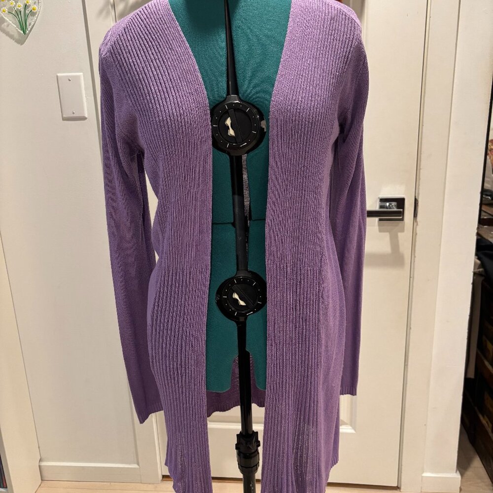 Purple long cotton cardigan